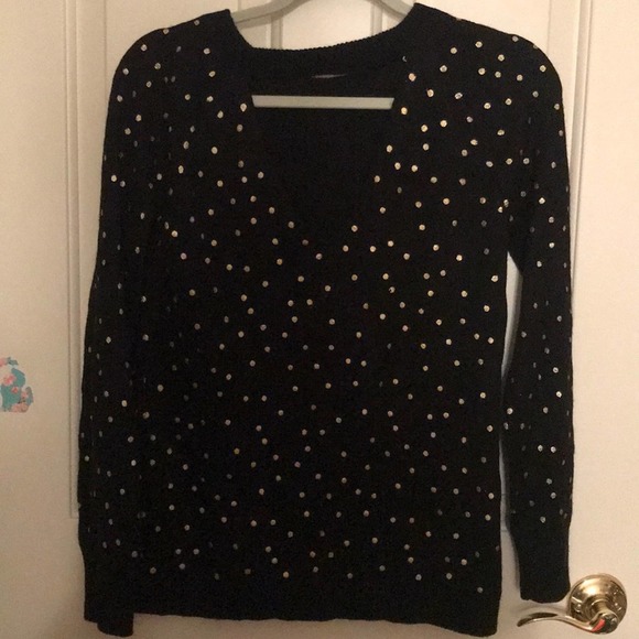 Loft black & gold polkadot sweater cutout small - Picture 7 of 9
